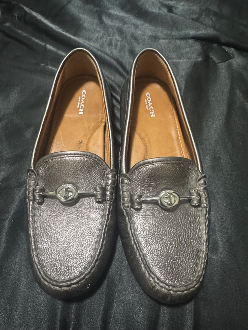 Coach Black Leather Loafers with Signature Bit